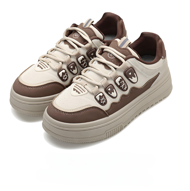 Women Casual Shoes Fashion Thick Sole Versatile Low-top Soft Plus Size Triple Brown Pink Free shipping
