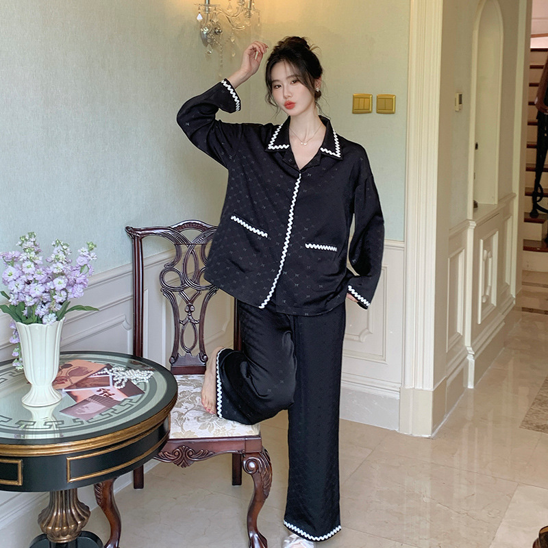 B729-Long-sleeved trousers imitation cotton pull-on pajamas women autumn Korean style casual comfortable simple home clothes