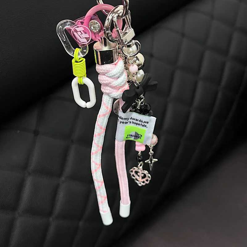 Keychains Lanyards Korean Ins Niche Mountaineering Rope Bike Keychain Bag Pendant Phone Case Headphone Hanging Accessories H250115