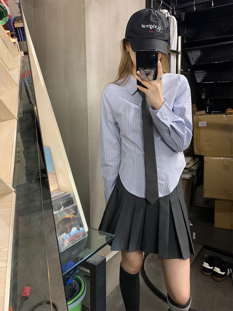 P3008 Retro pleated suit skirt 2025 spring new small high waist