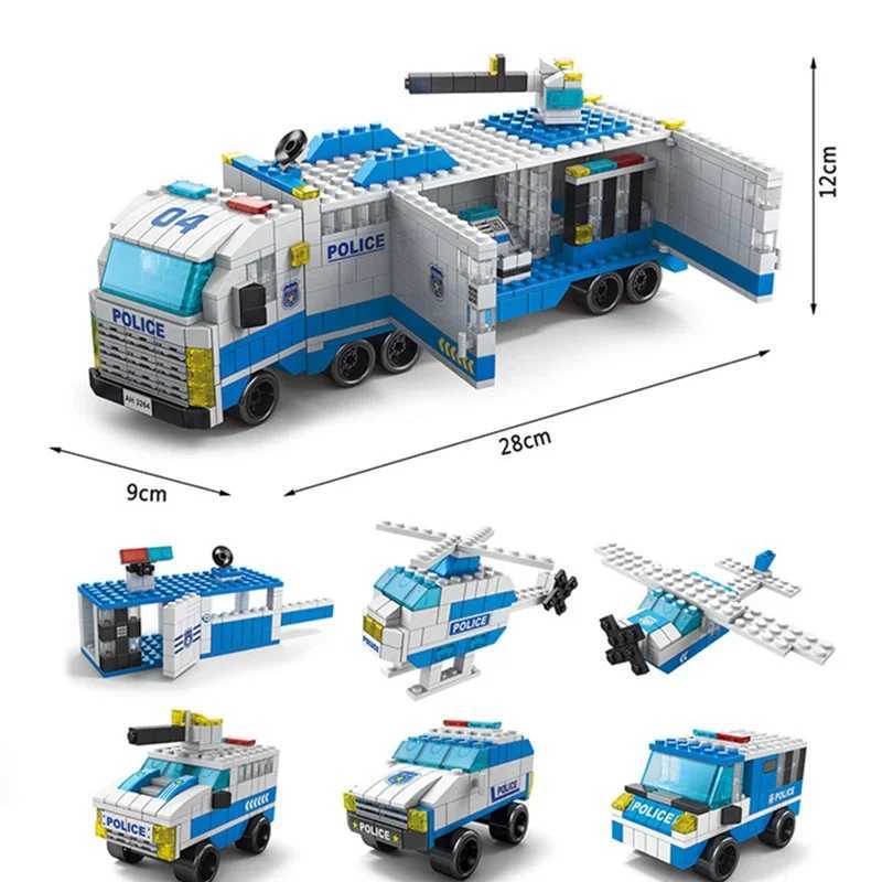 6in1 In Police Car Fire Engineering Engine Mini Loader Truck Classic Model Building Blocks Sets Bricks Toy Christmas Gift W250115