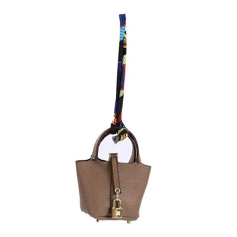 Keychains Lanyards Other Event Party Supplies Mini Earphone Bag High end Womens Small Pendant Decorative Leather Car Keychain Girl mouth red envelope 