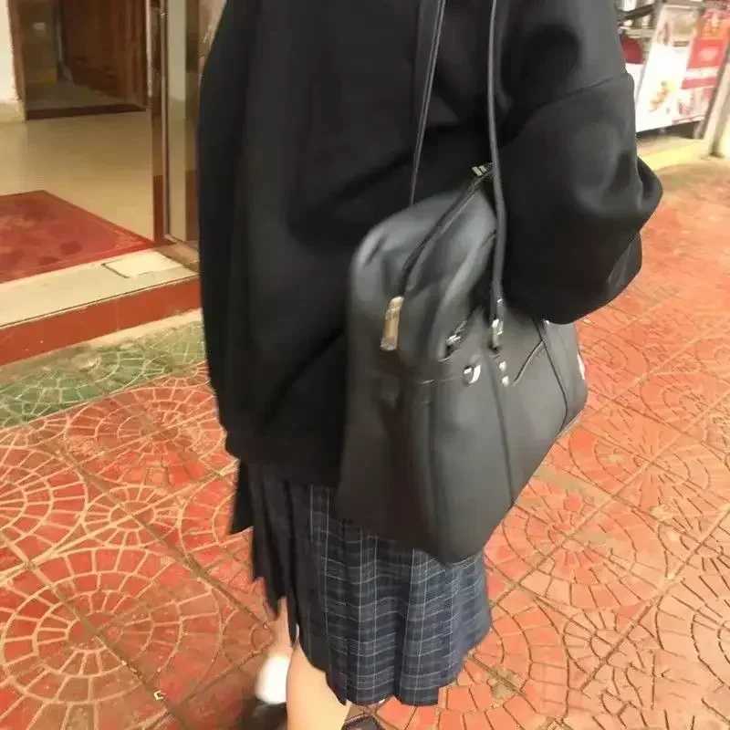 miyagawa New Women Japanese JK Uniform PU Bags Student Commuter School Large Capacity One Shoulder Straddle Bag Handbag Z250115