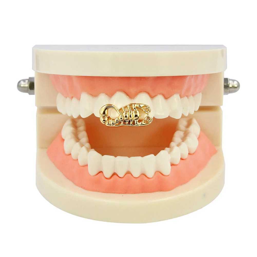 Trend Single Animal Teeth Grillz Hip Hop Glossy Tooth Caps For Women Men Body Jewelry Halloween DecorationXJ250114