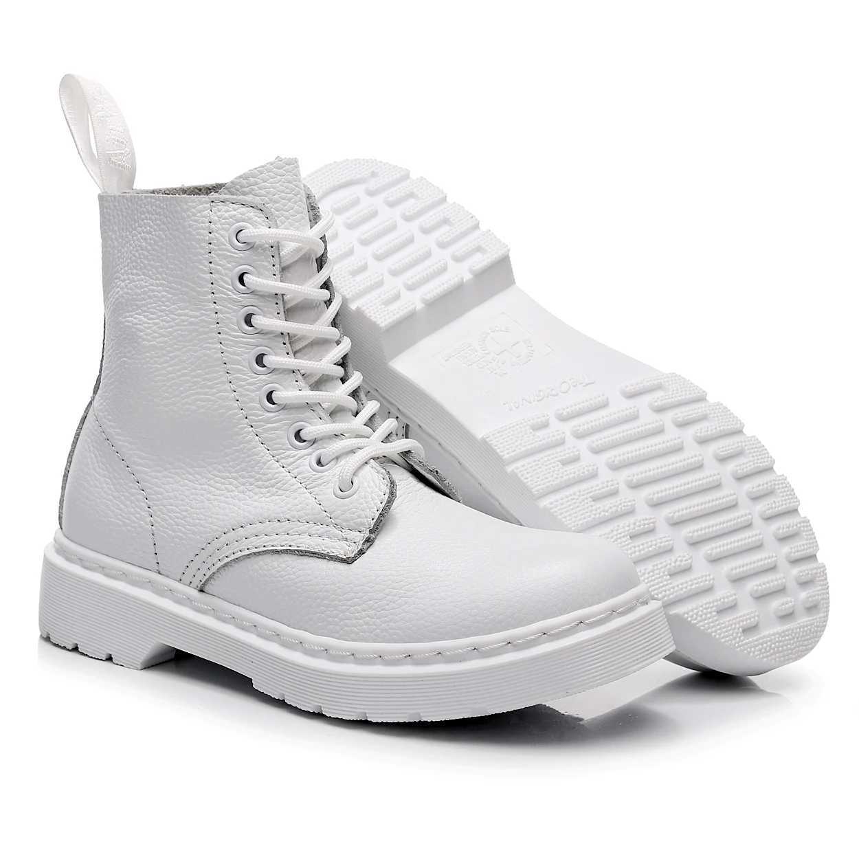 WAERTA Mens Genuine Leather Boots White Couple Models Wear-resistant Round Toe Breathable N-slip Casual Trend All-mah 35-46XJ250115