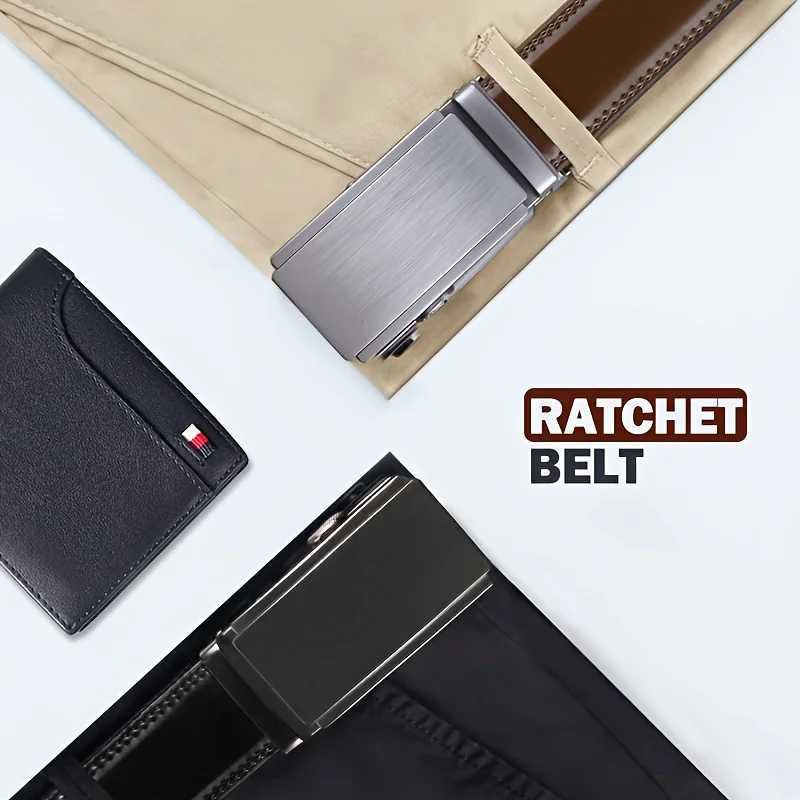 Ratchet Belt For Men Mens Genuine Leather Cowhide Belt For Dr Pants Adjustable BeltXJ250114