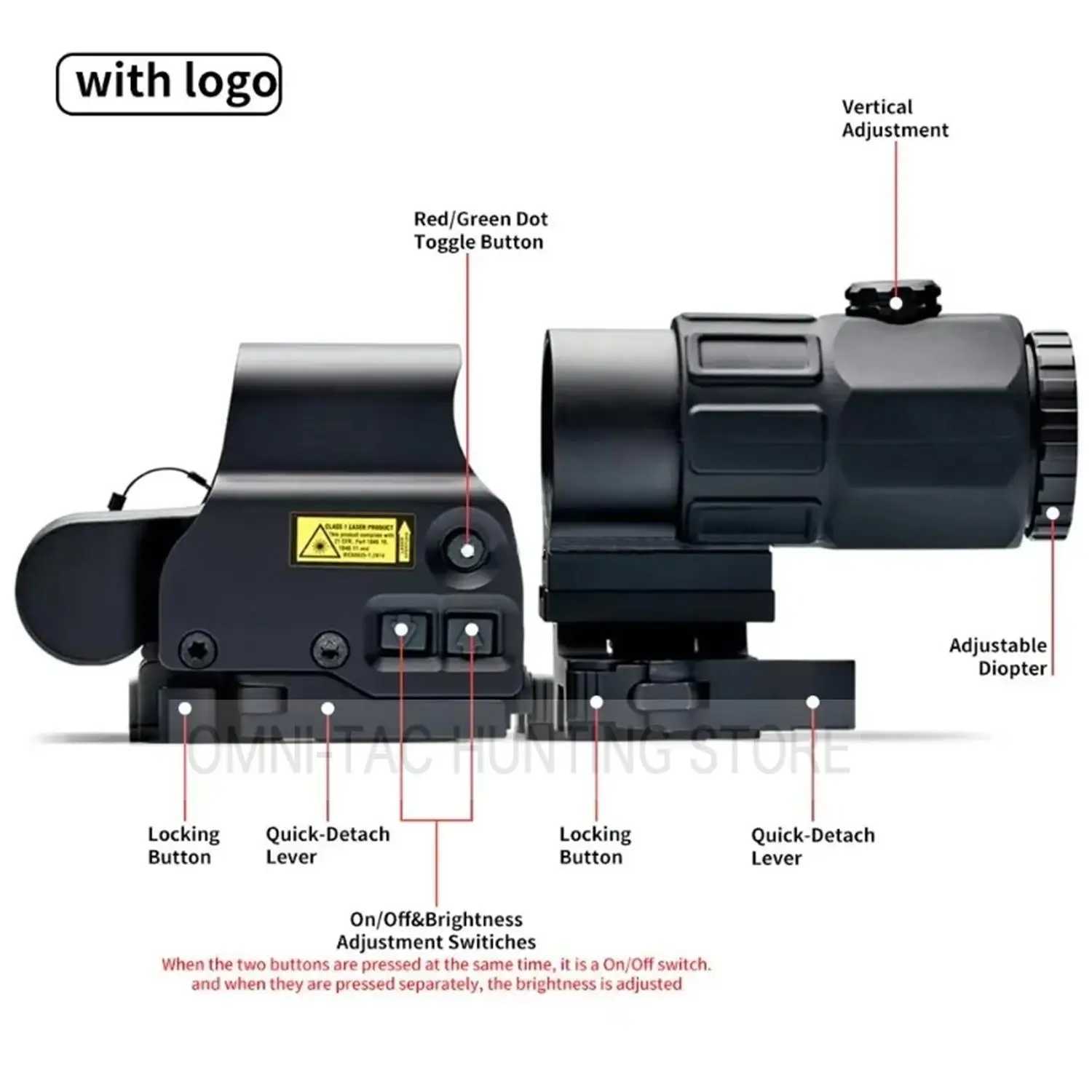 558 Holographic Collimator Red Dot Sight G43/G33 3X G45 5X Magnifier Airsfot Hunting Gear W/20mm Rail Mounts QD LEverW241014