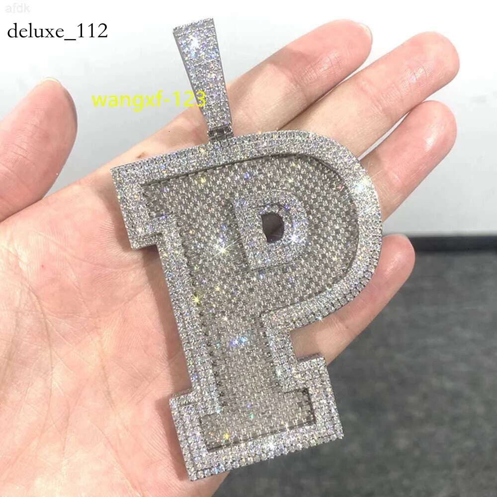 Custom Iced Out Baguette p Sier Vvs Moissanite Hip Hop Men 2.5 Inches Letter Pendant