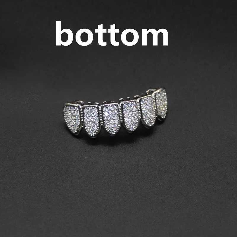 HipHop CZ Tooth Set suitable for unisex top bottom mouth gold silver tooth cap detachable teeth fashion jewelryXJ250412