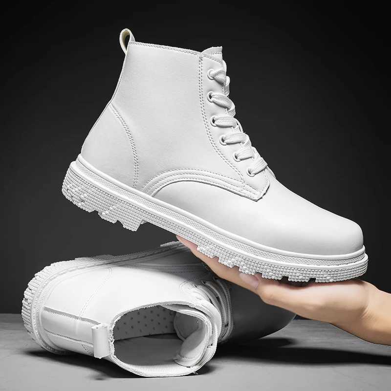 Men Leather Boots 2024 Mens Tooling Safety Shoes for White Casual Shoes British Style Platform Breathable Men Boots OutdoorXJ250115