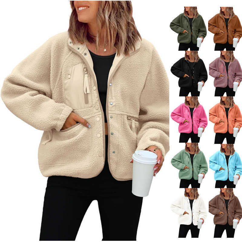 Same Autumn and Winter Womens plush Jacket Sports and Casual Hoodie Jacket Top Women Jackets Coat Woman Fur 241209
