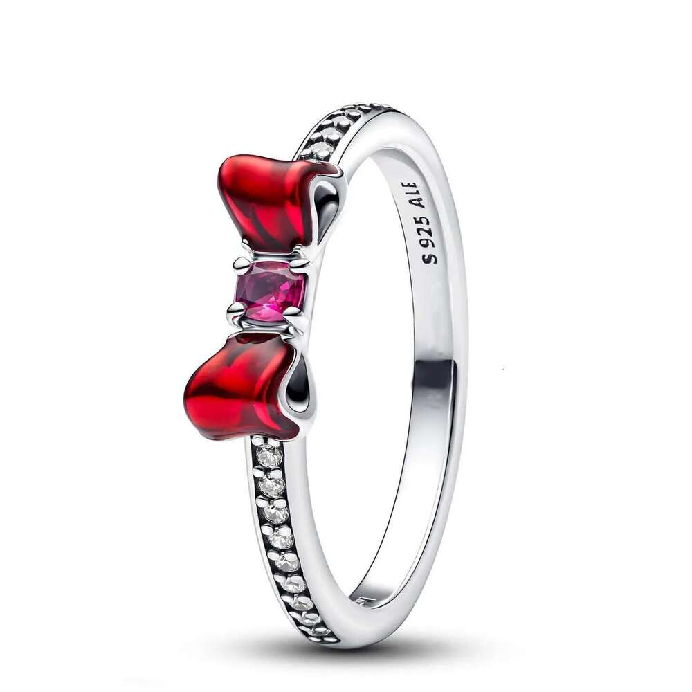 2025 S925 New Sparkling Double Heart, Pink Bow Ring, Suitable For Women DIY Jewelry, Wedding, High Quality Valentine's Day Gift Whole