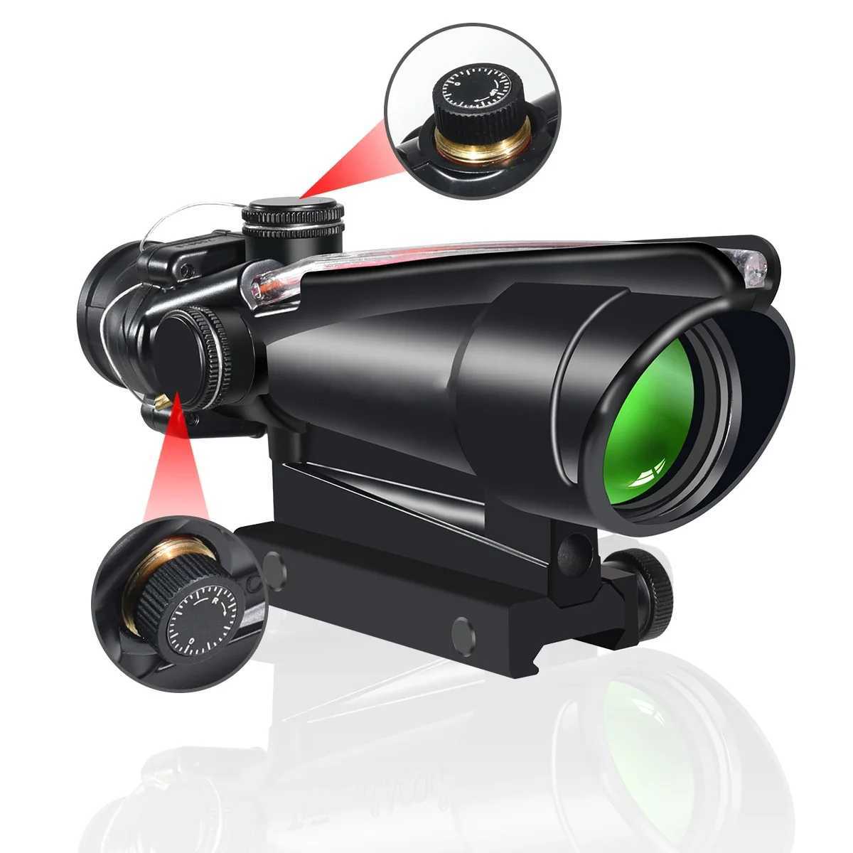 5x35 Tactical Red Real Fiber Optics Illuminated Chevron Glass Etched Reticle Optical Hunting Scope with Mini Red Dot Combo SightW241014