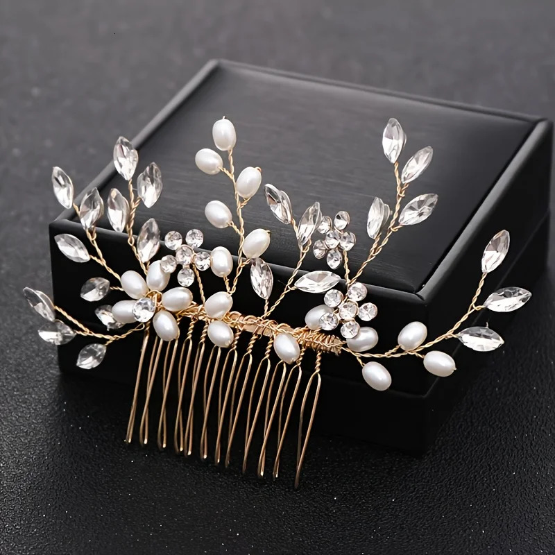 Wedding Crystal Flower Pearl Hair Comb Pin Band Party Hairpin Headband Tiara Bridal Accessories Jewelry 250106