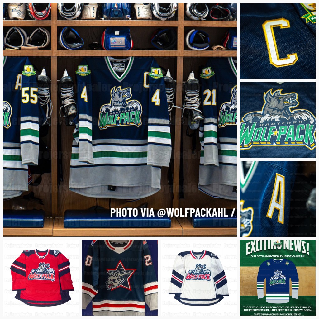 Hartford Wolf Pack 2025 50 Years Hockey Jerseys Robertson Alex Belzile Anton Blidh Brandon Scanlin Chad Ruhwedel Brennan Othmann Sykora