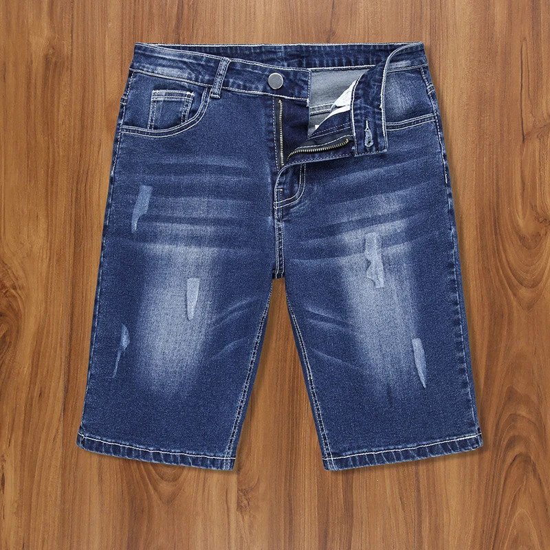 Summer Mens Stretch Ripped Short Jeans Blue Denim Shorts Pants Large Casual Middle 250109Z