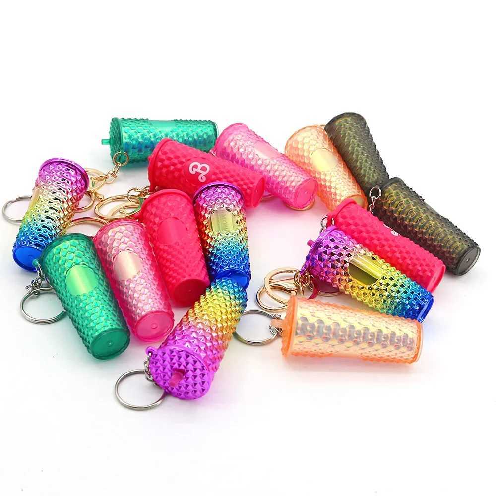 Keychains Lanyards Inspired Durian Cup Keychain Gradient Colorful Coffee Stylish Pendant H250115