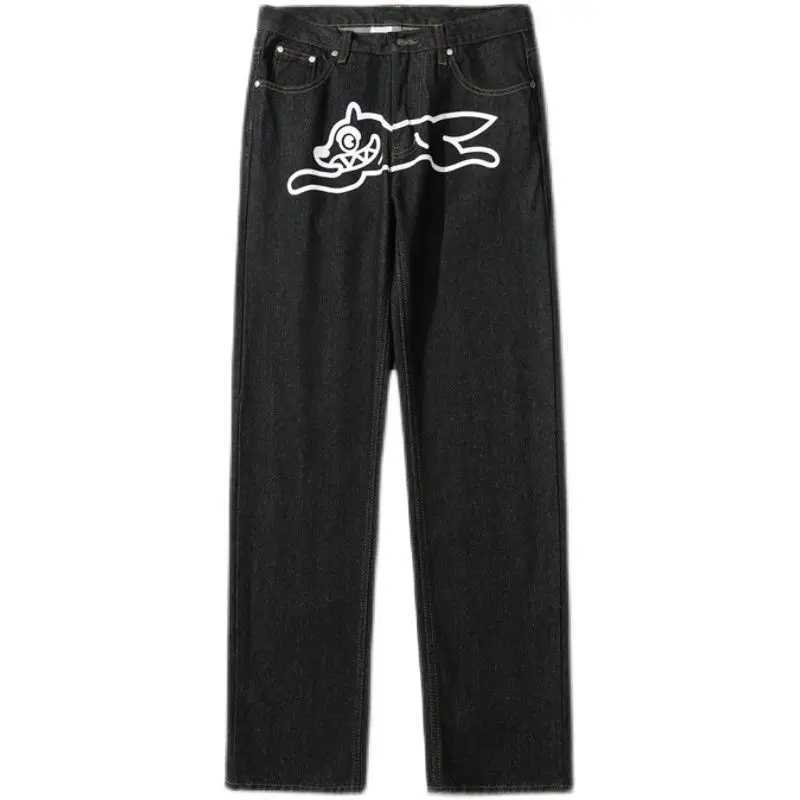 Hip Hop Flying Dog Print Jeans for Men High Street Straight Loose Wide leg Pants Fashion Baggy Trousers Male Y2K Luxury Denim W250115