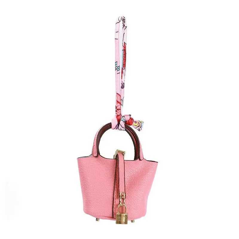 Keychains Lanyards Other Event Party Supplies Mini Earphone Bag High end Womens Small Pendant Decorative Leather Car Keychain Girl mouth red envelope 
