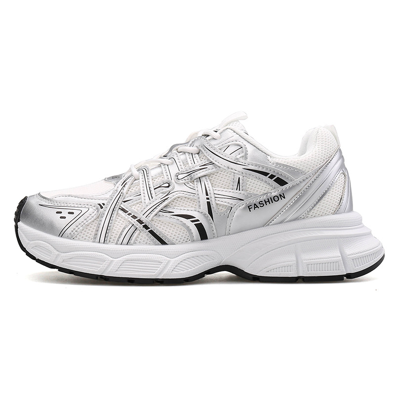 Men Sports Shoes Thick Sole Chunky Shoes Trendy Versatile Casual Style High-end Triple Black Silver Champagne Free shipping