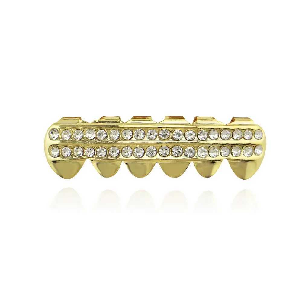Hip Hop Full CZ Stones Teeth Grillz Hat Cube Zircon Ice Out Mini Paving Mens and Womens Jewelry Top and Bottom Charm GrillXJ250412