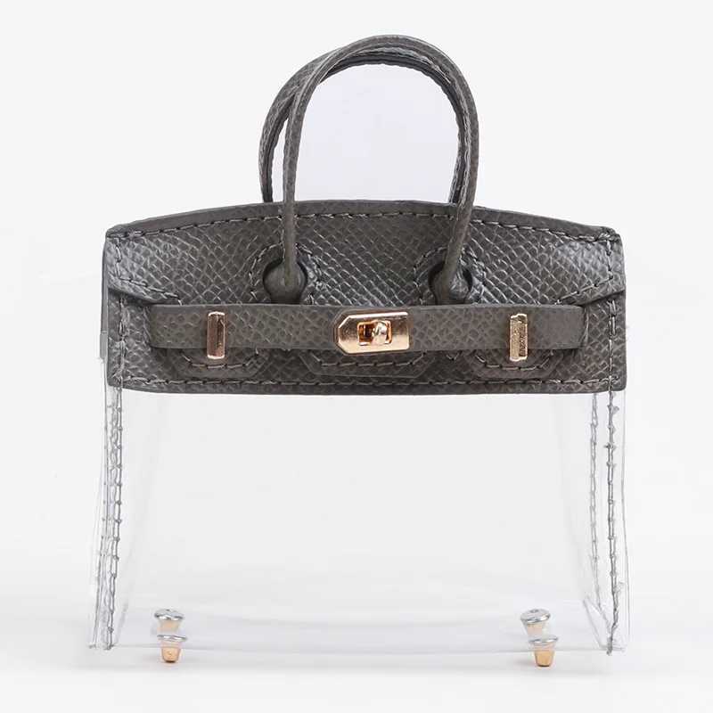 Keychains Lanyards fashion Innovative Mini Car Key Bag Anti-Lost Keychain Holder Case Pendant lipstick Earphone Transparent Platinum Set Purse H250115