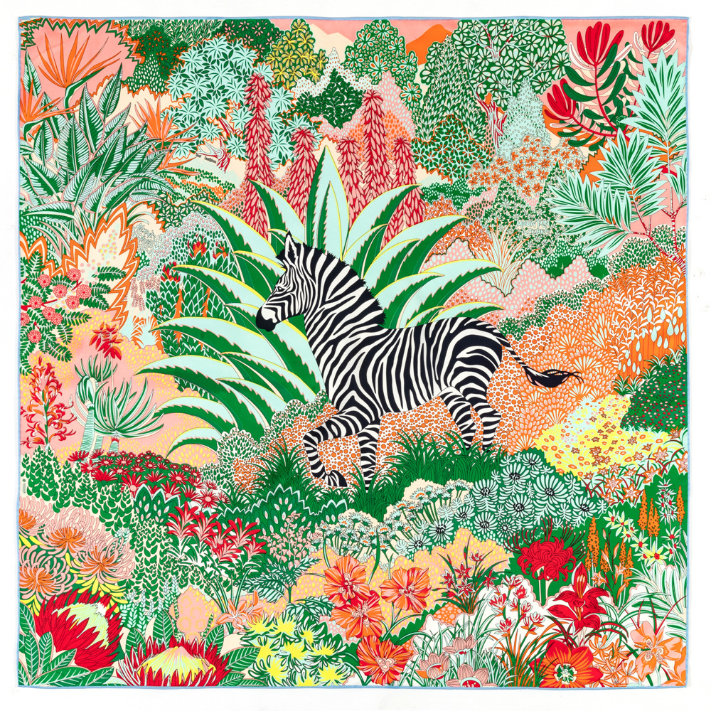90cm New Handmade Crimping Silk Scarf Women Twill Jungle Fawn Print Shawl Headscarf Handkerchief