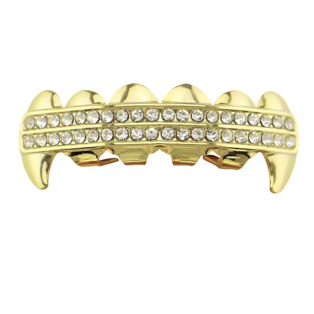 Hip Hop Full CZ Stones Teeth Grillz Hat Cube Zircon Ice Out Mini Paving Mens and Womens Jewelry Top and Bottom Charm GrillXJ250412