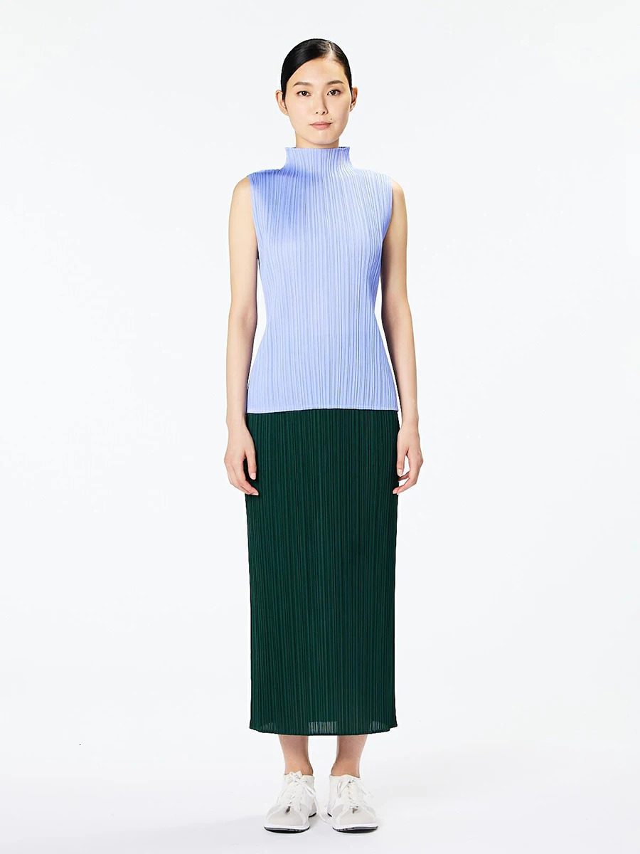 Pleats Please Miyake Pleated Womens Colorful Basics Sleeveless Tops 250109