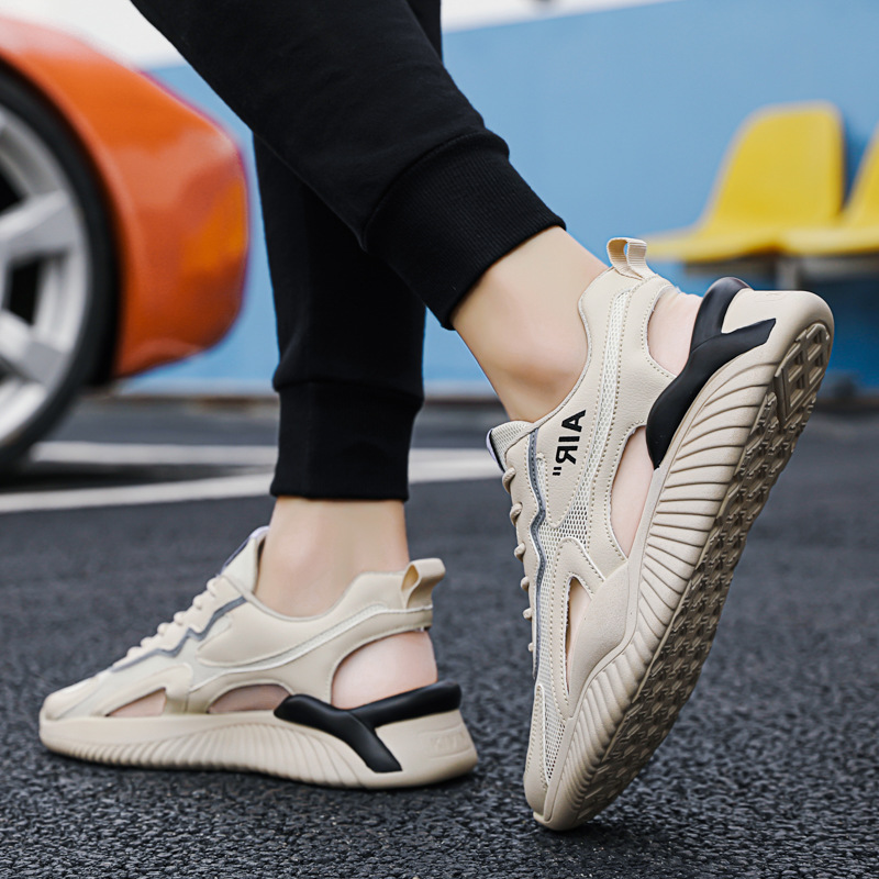 2025 new men's sandals summer wear beach sports non-slip anti-odor baotou driving dad ins thick sole