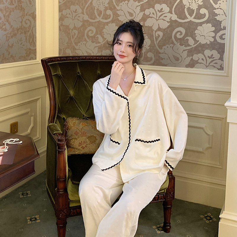 B729-Long-sleeved trousers imitation cotton pull-on pajamas women autumn Korean style casual comfortable simple home clothes