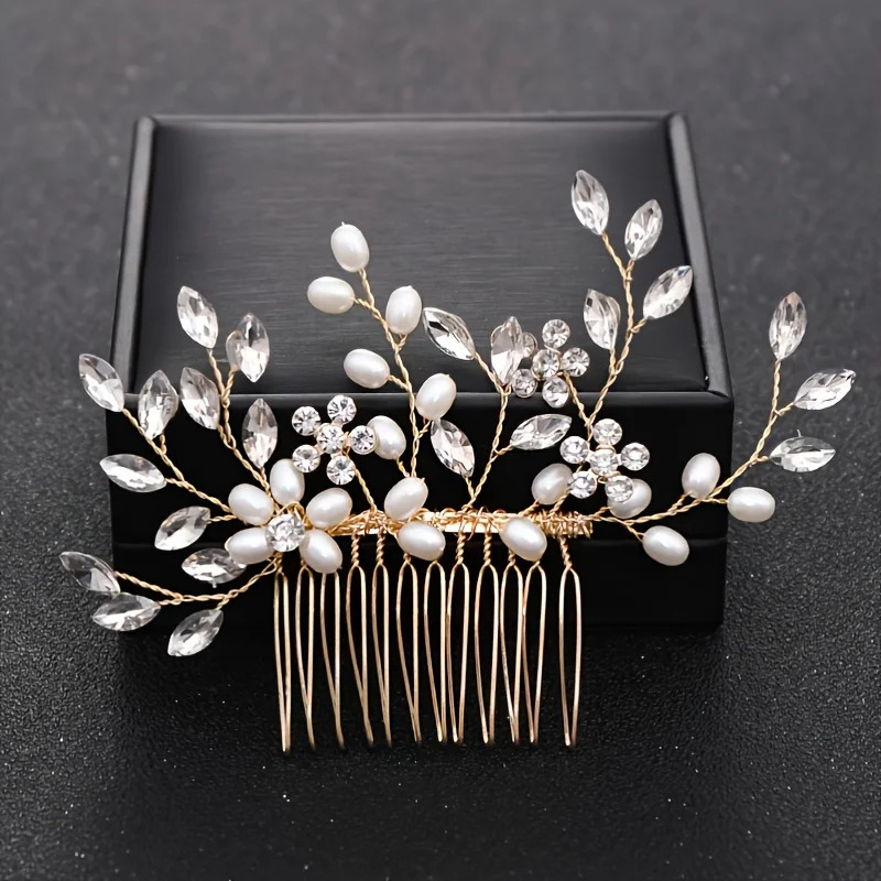 Wedding Crystal Flower Pearl Hair Comb Pin Band Party Hairpin Headband Tiara Bridal Accessories Jewelry 250106