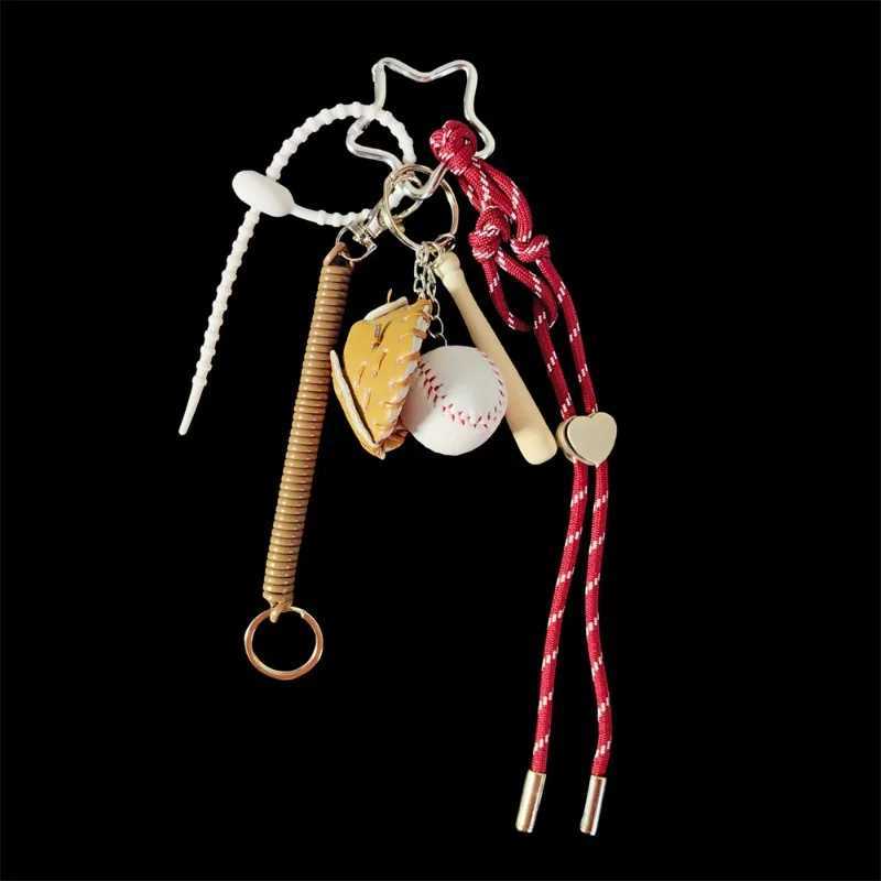 Keychains Lanyards POP Digital Store New Baseball Keychain Bag Pendant 7 Colors Optional Braided Rope Spring Buckle Trendy and Versatile Lanyard H2501
