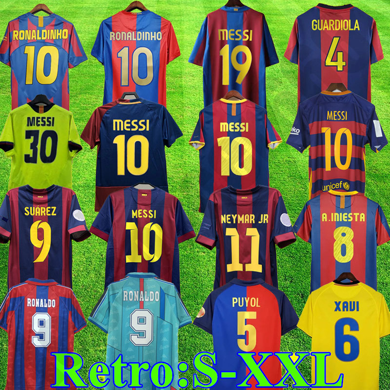 FCB Retro soccer jerseys kit 96 97 07 08 09 10 11 RONALDO RIVALDO Iniesta final classic maillot de foot football shirt XAVI A.INIESTA XAVI HENRY BAR retro jersey