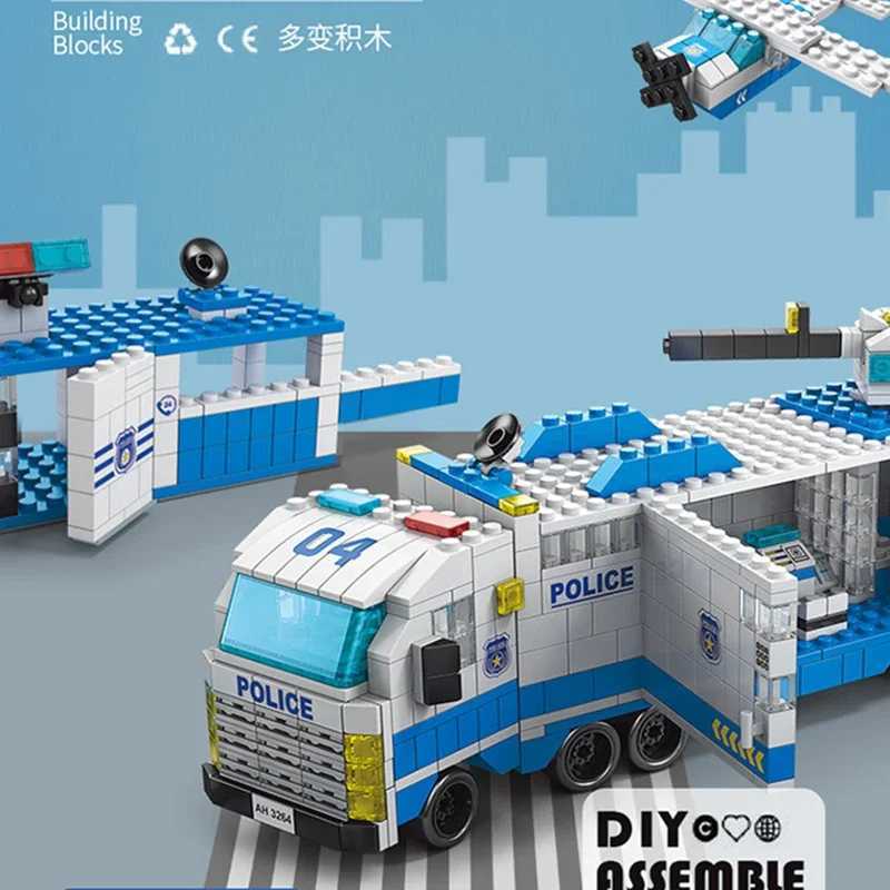 6in1 In Police Car Fire Engineering Engine Mini Loader Truck Classic Model Building Blocks Sets Bricks Toy Christmas Gift W250115