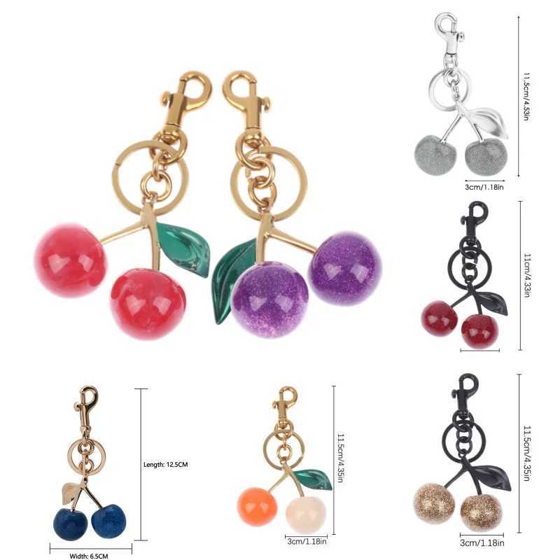 Keychains Lanyards Red Cherry Pendant Keychain for Womens Cute Bag Decoration Multifunctional Jewelry Car Key Accessories Trendy Charm Keyring H250115