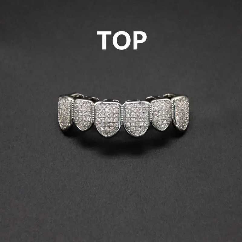 HipHop CZ Tooth Set suitable for unisex top bottom mouth gold silver tooth cap detachable teeth fashion jewelryXJ250412