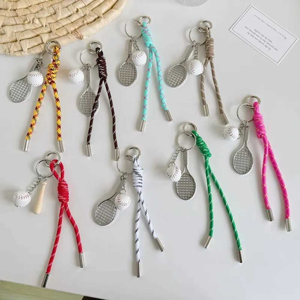 Keychains Lanyards Tennis Baseball Badminton Football Keychain Pendant Bag Charm Mobile Phone Chain Personality Ins Style Braided Keyring H250115