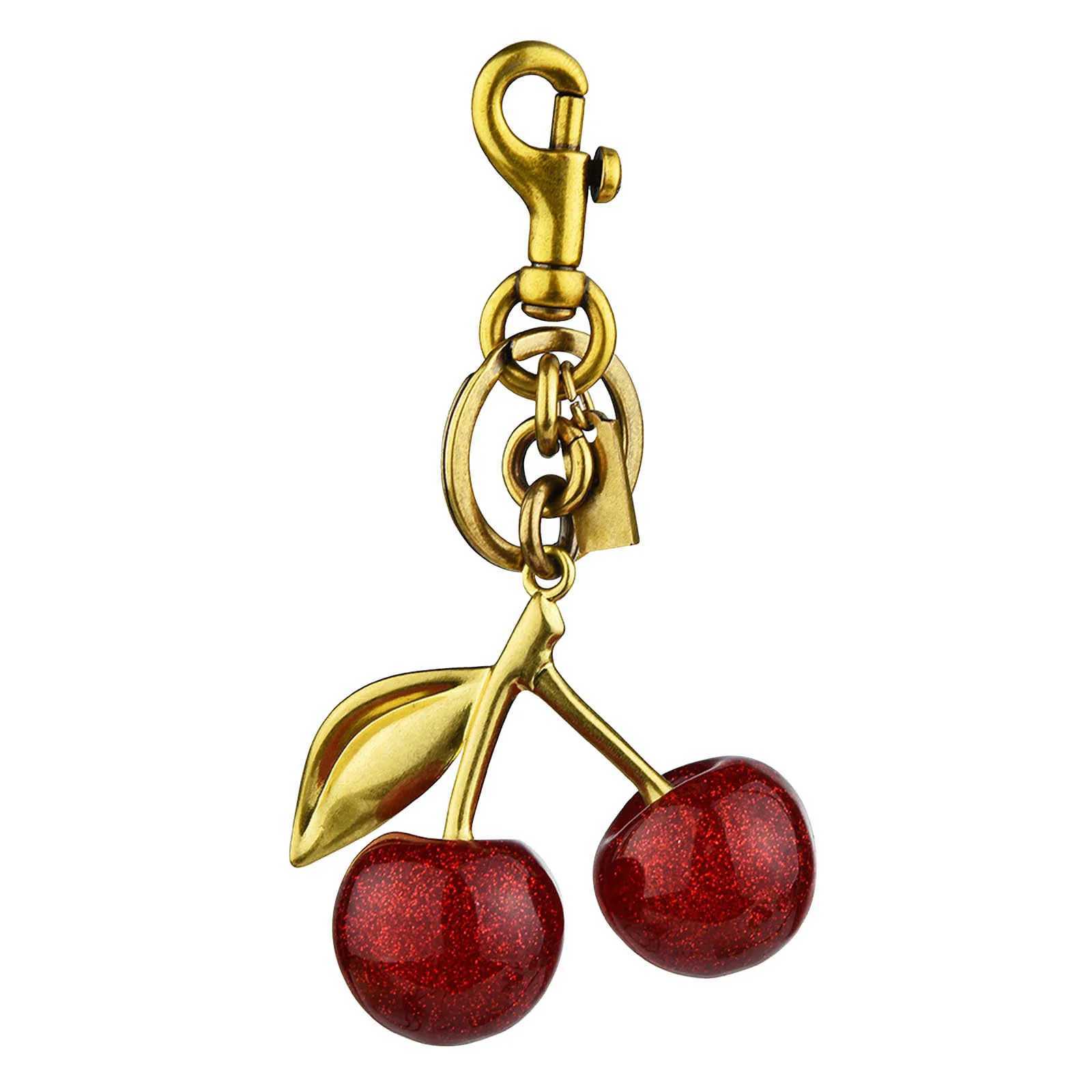 Keychains Lanyards Cherry Keychain Key Hook Decorative Bag Charm Portable Cute Chain For Handbag Birthday Christma Engraving Gifts H250115
