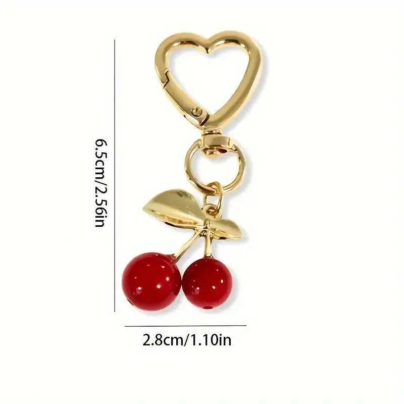 Keychains Lanyards Cherry Blossom Heart-Shaped Bag Charm Durable Lobster Clasp DIY Accessory Perfect Gift for Women Romantic Token of Love H250115