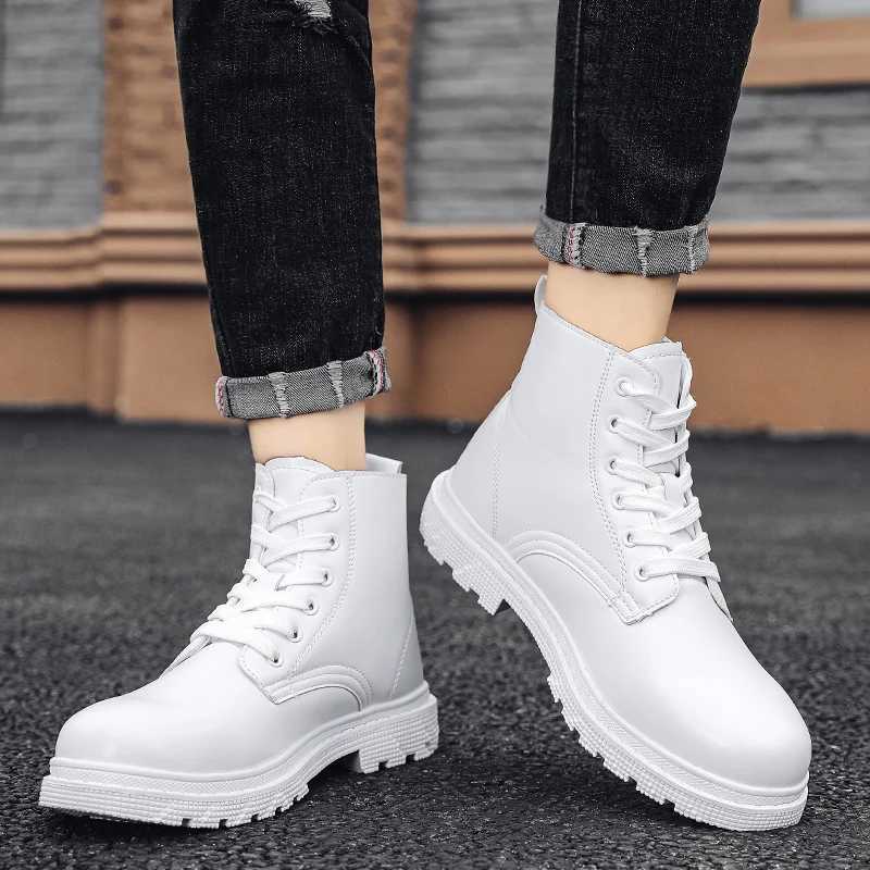 Men Leather Boots 2024 Mens Tooling Safety Shoes for White Casual Shoes British Style Platform Breathable Men Boots OutdoorXJ250115