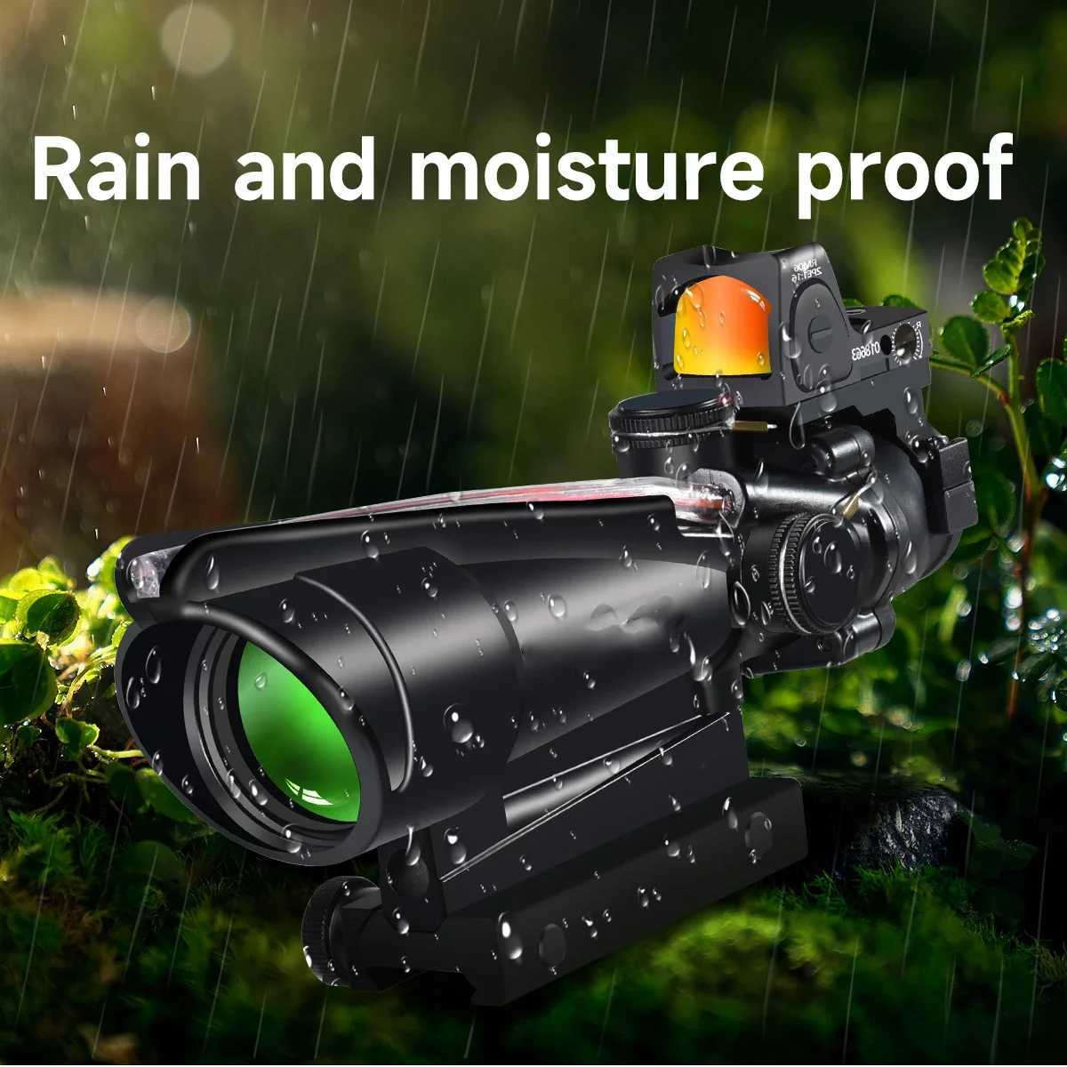 5x35 Tactical Red Real Fiber Optics Illuminated Chevron Glass Etched Reticle Optical Hunting Scope with Mini Red Dot Combo SightW241014