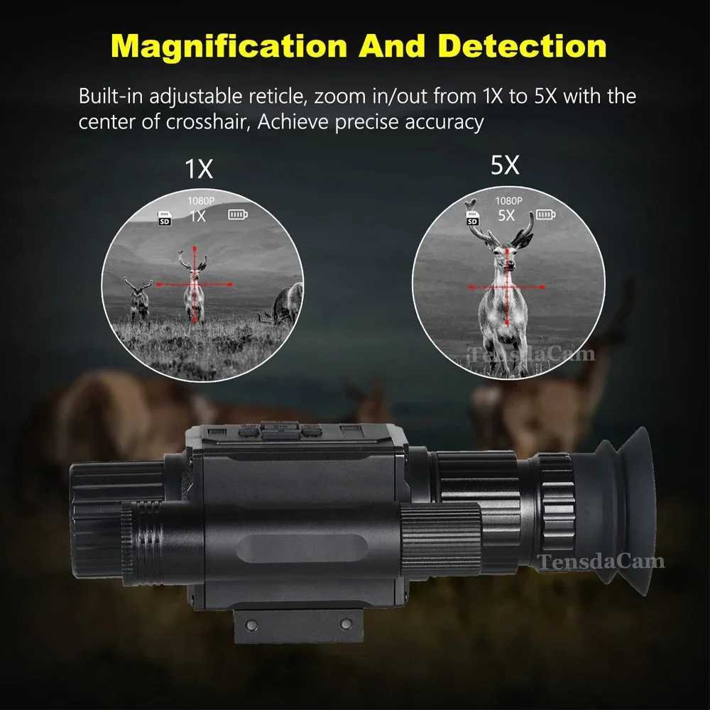 NK008 Digital Night Vision Scope for Hunting Infrared Riflescope Monocular 5X Zoom with Reticle HD 080P Video Recording CameraW241014