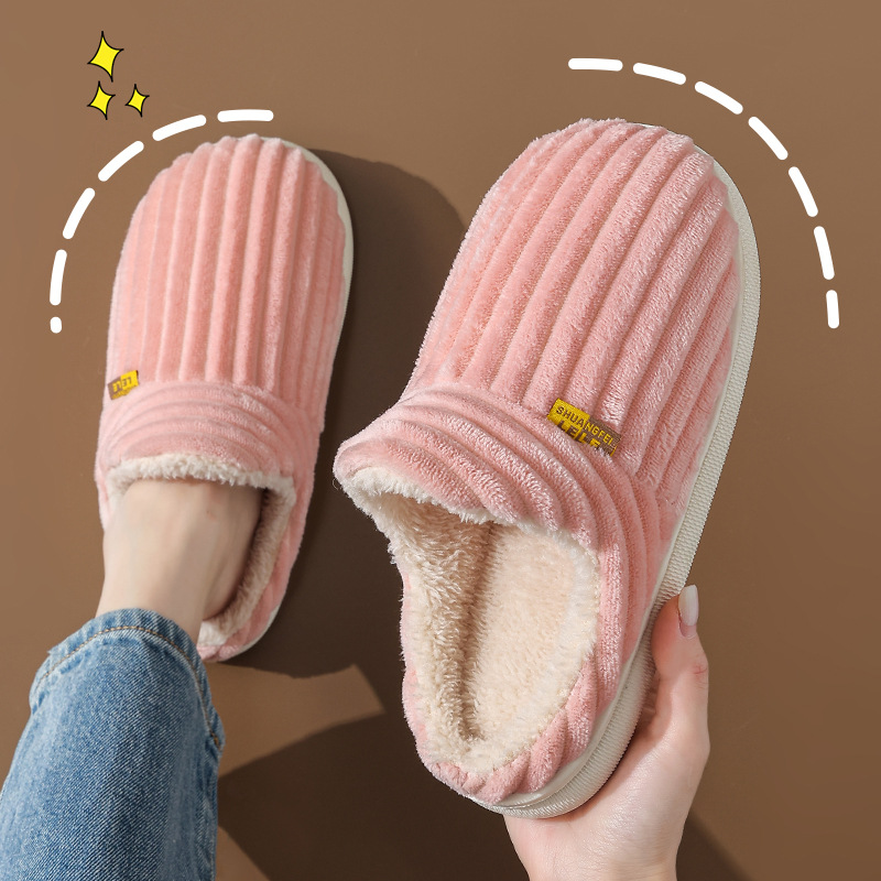 Autumn winter hot sale slippers female couple bag with hot warm non-slip indoor and outdoor wear cashmere cotton shoes