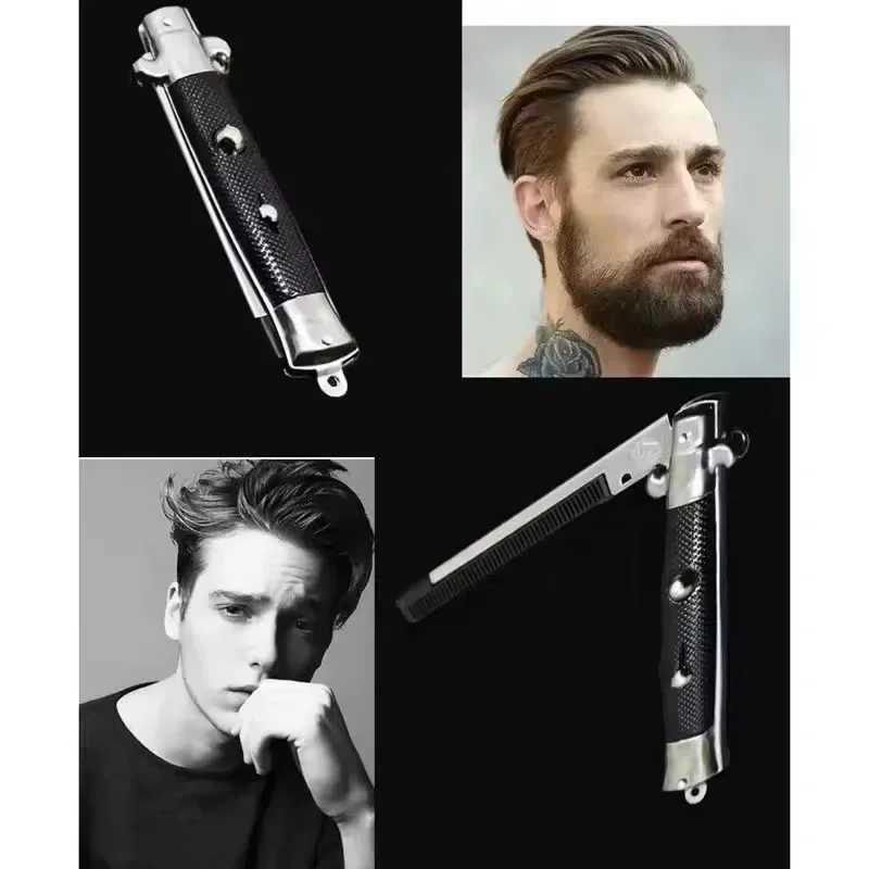 Folding Spring Comb Automatic Combs Foldable Knife Brushes Hair Trimmer Comb Brush Accessories Butterfly Mens Pocket Knife Comb W250115