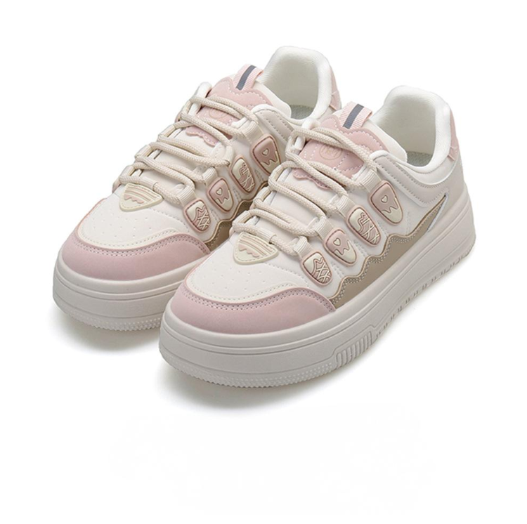 Women Casual Shoes Fashion Thick Sole Versatile Low-top Soft Plus Size Triple Brown Pink Free shipping