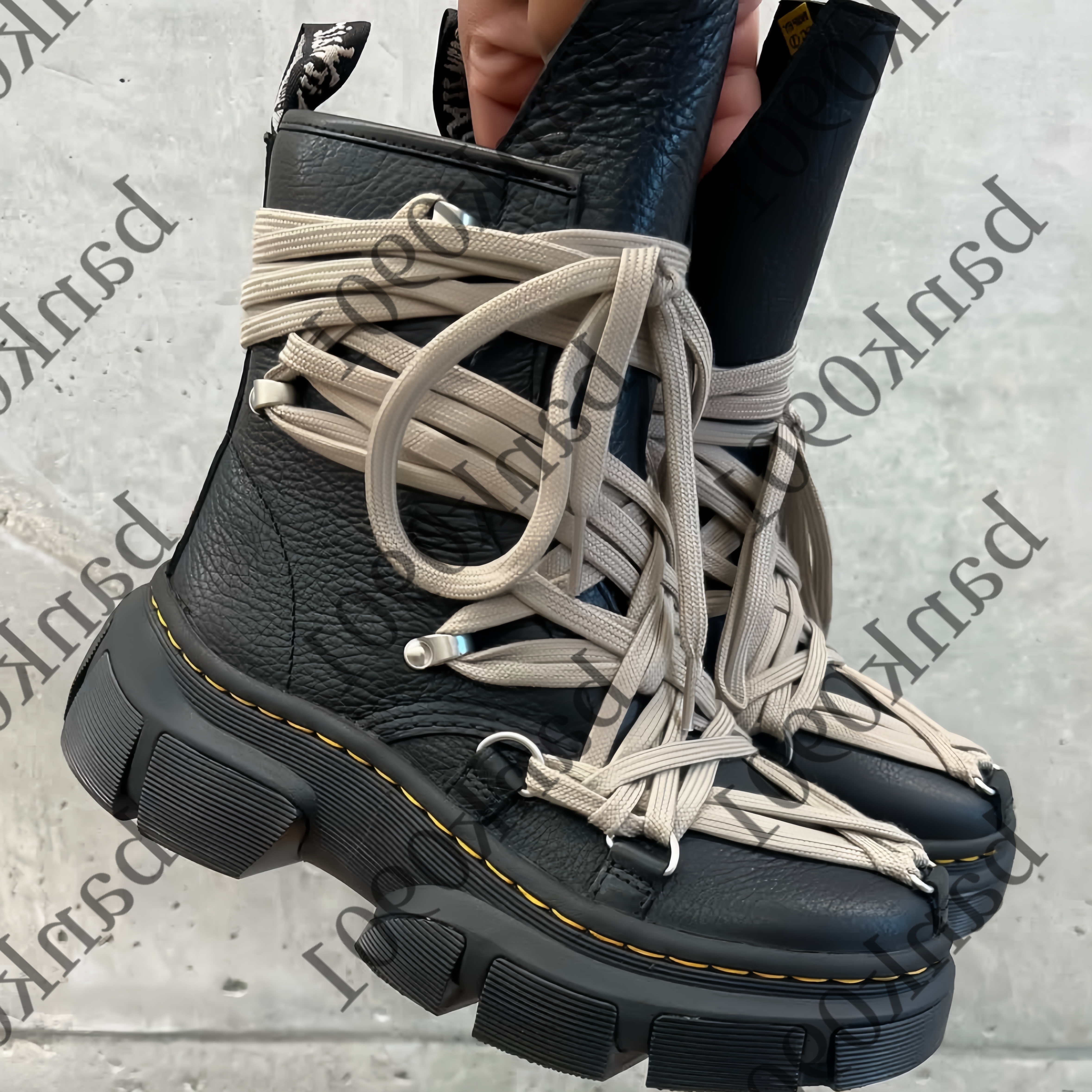 Luxury boot designer womens Gothic Minimalism Canvas High boot Lace-Up light shoes fashion Surreal and Eccentric Dark Aesthetic booties Avant-Garde Brand 35-47