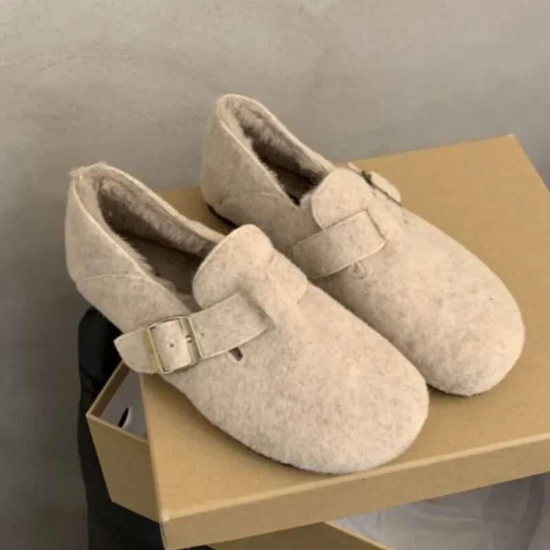 Fur Flats Loafers Platform Suede Warm Plush Cotton Shoes Casual Slippers Woman Winter 2025 Trend Cozy Non Slip atos Mujer