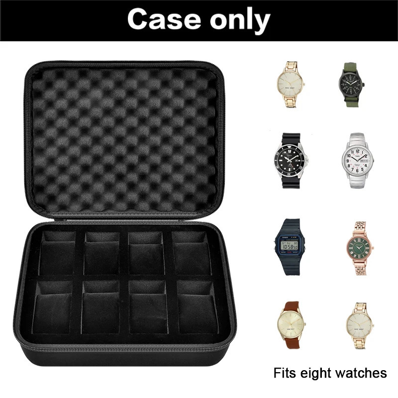 8 Slots Watch Box Organizer/Men Watch Display Storage Case Fits All Wristwatches and Smart Watches up to 42mm 250110