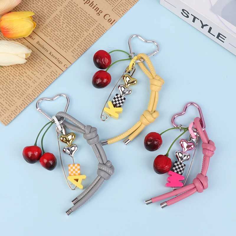 Keychains Lanyards Exquisite Cherry Fruit Bag Charm Key chain Red Keyring for Elegant Women Backpack Purse Pendant Jewelry Accessories Gift H250115